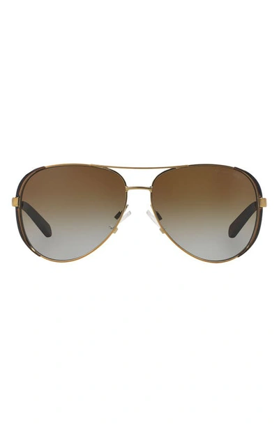 Michael Kors Collection 59mm Polarized Aviator Sunglasses In Brown Gradient Polarized