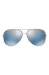 Michael Kors Collection 59mm Polarized Aviator Sunglasses - Gold/ Blue Mirror In Purple Mirror Polarized