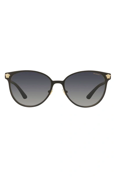 Versace 57mm Gradient Cat Eye Sunglasses In Black/ Gold/ Black Gradient