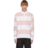 THOM BROWNE THOM BROWNE PINK AND WHITE RUGBY STRIPE POLO
