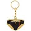 THOM BROWNE THOM BROWNE GOLD AND NAVY STRIPE SWIM BRIEF KEYCHAIN