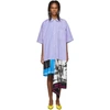 Balenciaga Asymmetric Patchwork Cotton-poplin And Silk-twill Dress In Blue