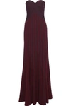 HALSTON HERITAGE STRAPLESS TWO-TONE CREPE GOWN,3074457345619801876