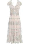 CATHERINE DEANE CATHERINE DEANE WOMAN KIMMY EMBROIDERED POINT D'ESPRIT MIDI DRESS BEIGE,3074457345619763516