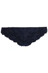 HEIDI KLUM INTIMATES WOMAN LACE AND TULLE LOW-RISE BRIEFS NAVY,GB 10375442618645106