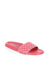 Valentino Pink Rockstud Spike Leather Slides In Pink