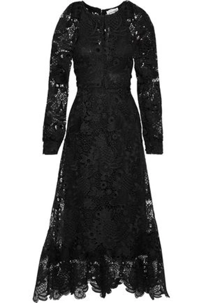 Antik Batik Woman Lacy Pleated Guipure Lace Maxi Dress Black