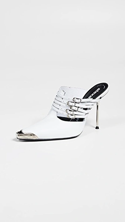 Alexander Wang Minna Strappy High-heel Metal-toe Goatskin Mules In White