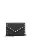 Valentino Garavani Rockstud Leather Wallet-on-chain In Black
