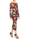 DOLCE & GABBANA Ruched Floral Midi Sheath Dress