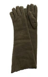MAISON FABRE SUEDE AND SHEARLING LONG GLOVES