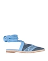 Jw Anderson Open Flat Logo Ballerinas In Blue