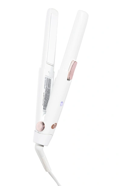 T3 Singlepass Compact Travel Styling Flat Iron With Cap (white & Rose Gold) In White And Rose Gold