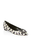 MANOLO BLAHNIK Hangisi Floral Embellished Flats