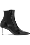 ALEXANDER MCQUEEN EMBELLISHED GLOSSED-LEATHER ANKLE BOOTS