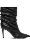 GIANVITO ROSSI CECILE 85 RUCHED LEATHER ANKLE BOOTS