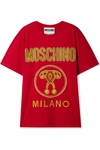 MOSCHINO OVERSIZED EMBROIDERED COTTON-JERSEY T-SHIRT