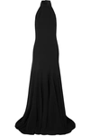 Stella Mccartney Halter Open-back A-line Stretch-cady Evening Gown In Black