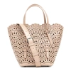 ALAÏA NICOLE ZIP LIGHT BEIGE BUCKET BAG,AA14135B