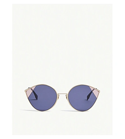 Fendi 60mm Cat Eye Sunglasses - Gold/ Blue