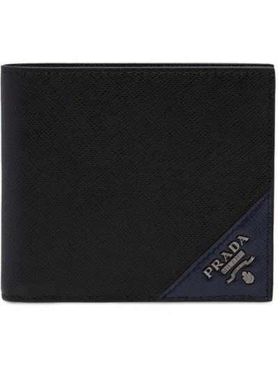 Prada Portemonnaie Aus Saffiano-leder In Black