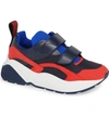 Stella Mccartney Black, Red And Blue Eclypse 45 Chunky Velcro Sneakers In Black/ Red