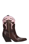 ELENA IACHI TEX BROWN PINK LEATHER ANKLE BOOTS,10793091