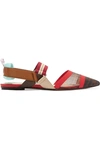 FENDI COLIBRÌ LOGO-PRINT MESH AND RUBBER SLINGBACK POINT-TOE FLATS