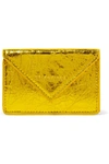 BALENCIAGA PAPIER MINI PRINTED METALLIC CRINKLED-LEATHER WALLET