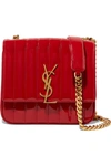 SAINT LAURENT VICKY MEDIUM QUILTED PATENT-LEATHER SHOULDER BAG