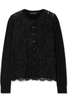 DOLCE & GABBANA CORDED LACE AND WOOL-BLEND TOP