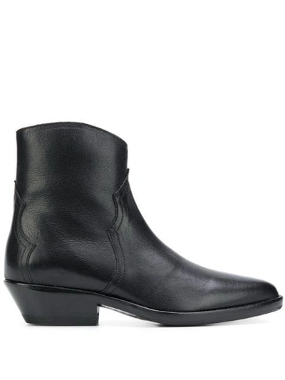 Isabel Marant Danstee Black Calf Leather Ankle Boots