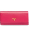 Prada Logo-plaque Continental Wallet In Pink