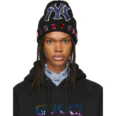 Gucci Wool Hat With Ny Yankees™ Patch In 1000 Black