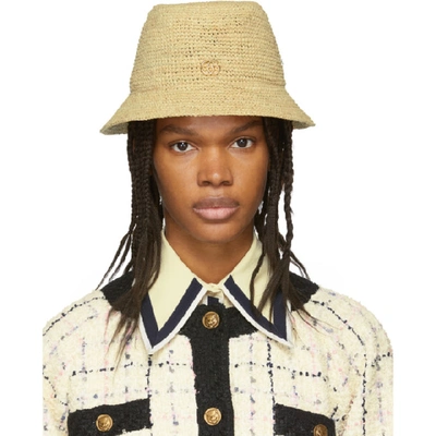 Gucci Beige Gg Straw Hat In 9200 Beige