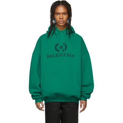 Balenciaga Bb Logo Printed Jersey Sweatshirt Hoodie In Mint