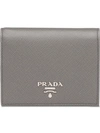 Prada Small Leather Wallet In Grey