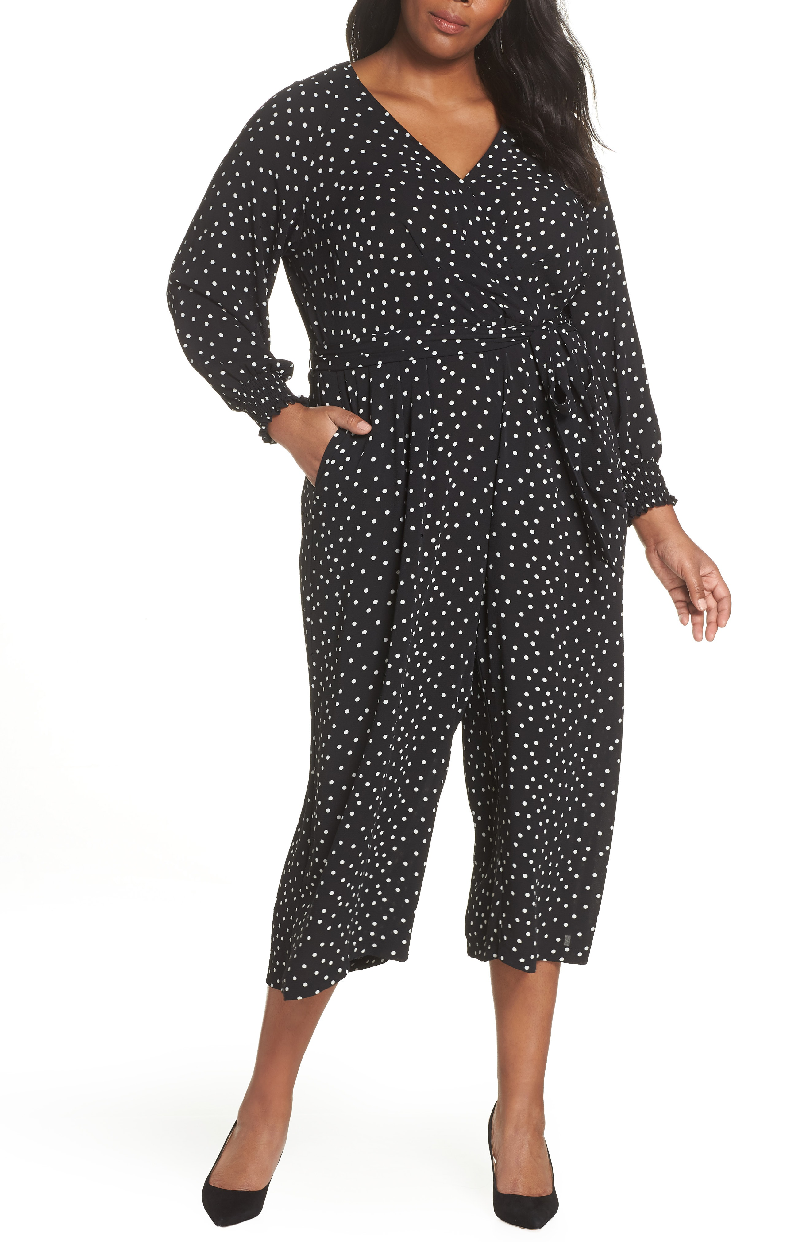 eliza j faux wrap jumpsuit