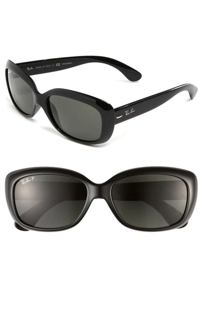 Ray Ban Jackie Polarized 58mm Sunglasses In Black/ Grey Polarized