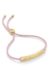 Monica Vinader Engravable Havana Mini Friendship Bracelet In Gold/ Ballet Pink