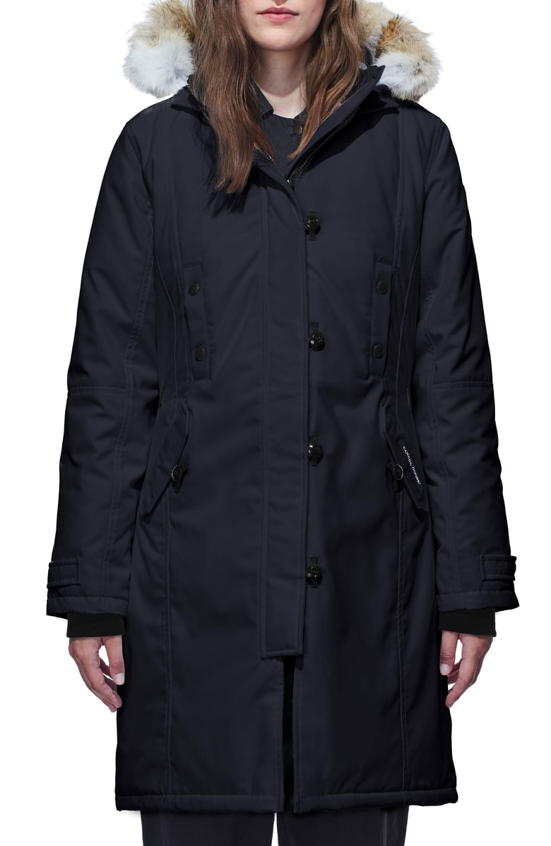kensington slim fit down parka with genuine coyote fur trim canada goose