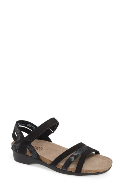 Munro Summer Sandal In Black Combo Nubuck