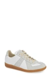 Maison Margiela Women Replica Low-top Leather Sneakers With Suede Inserts In White