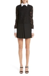 VALENTINO CONTRAST COLLAR LACE & CREPE COUTURE DRESS,RB3VAKL0360