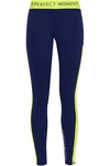 PERFECT MOMENT PERFECT MOMENT WOMAN STRIPES STARS NEON-TRIMMED PRINTED STRETCH LEGGINGS NAVY,3074457345620003821