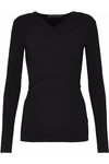 LIVE THE PROCESS LIVE THE PROCESS WOMAN WRAP-EFFECT RIBBED-KNIT TOP BLACK,3074457345619722201