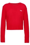 RE/DONE BY LEVI'S RE/DONE WOMAN APPLIQUÉD WOOL AND CASHMERE-BLEND SWEATER RED,3074457345619993053
