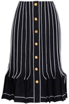 THOM BROWNE WOMAN STRIPED WOOL AND MOHAIR-BLEND SKIRT MIDNIGHT BLUE,GB 1392478628234