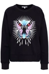 MAJE MAJE WOMAN EMBROIDERED PRINTED JERSEY SWEATSHIRT BLACK,3074457345619952393