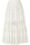 DOLCE & GABBANA BRODERIE ANGLAISE COTTON-BLEND MAXI SKIRT